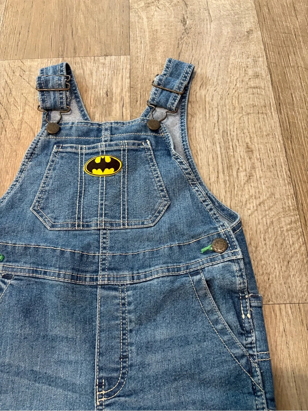 Boys 4T OshKosh B'gosh Blue Denim Overalls with Batman Embroidered Logo